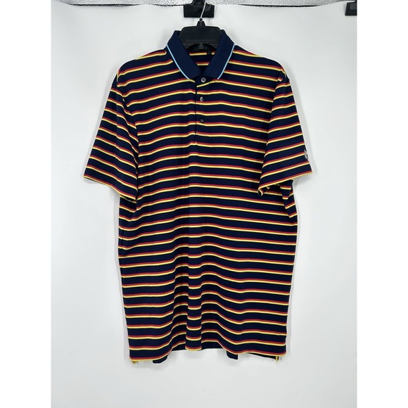 Greyson Other - Greyson Striped Short Sleeve Polo‎ Shirt Colorful Performance Logo Size Large